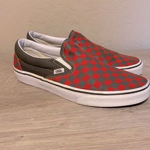 VANS Grey and red slip on sz 10.5